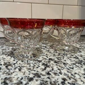 Indiana Glass LEXINGTON Ruby Stained Footed Punch Cups set of 4